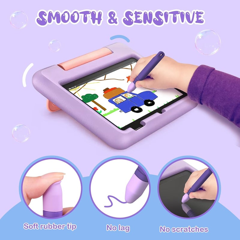 Mixoo Kid-Friendly Stylus Pens for Touch Screens with Tethers - Anti-Rolling Tablet Stylus 2 Pack for Kids, Compatible with iPad, iPhone, Tablets, Kindle and All Touch Screen Devices (Blue+Purple) - Image 2